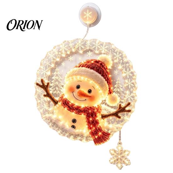 Holiday Celebration Ornament Christmas Suction Cup Window Light, Santa Claus Xmas Tree Reusable Lamp Snowman Glass Ornament, Party Acrylic Hanging