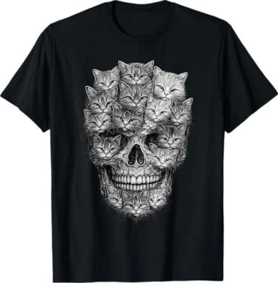 Cat Skull Made of Cats Gothic Kitty Skeleton Dark Aesthetic T-Shirt