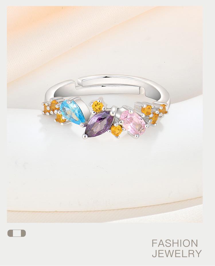 Women's S925 Sterling Silver Zircon Fashion Ring with Cross-border Design
