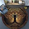Golden Tree Round Area Rug,Carpet Rug for Living Room Bedroom Sofa Playroom Decor,Non-slip Floor Mat