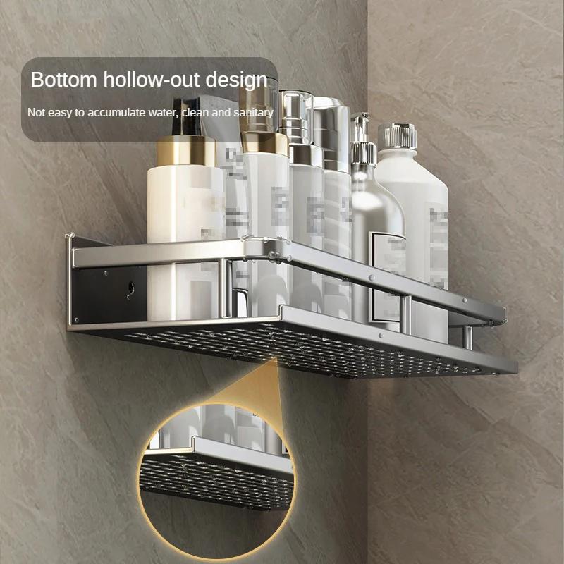 Grey Aluminum Toilet Wall Mounted Storage Rack Bathroom Rack Kitchen Multi Scene Storage Rack Accessory Replacement Basket Set