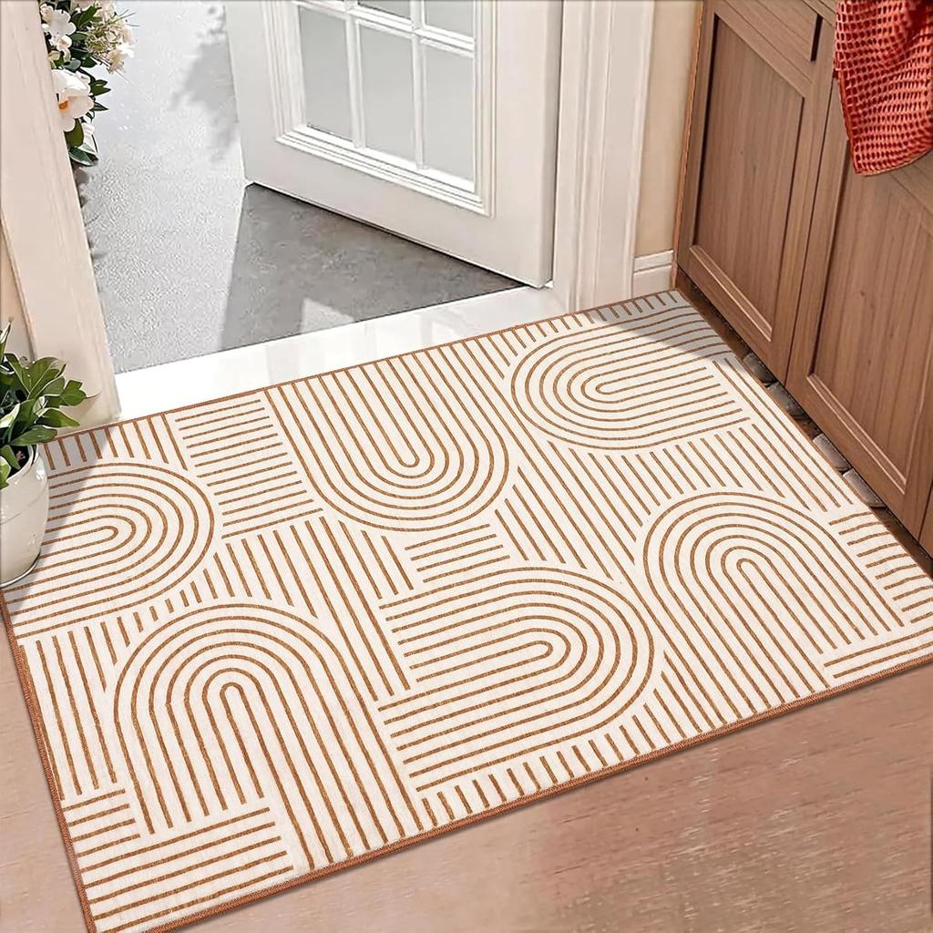Geometric Stripes Print Doormat Modern Home Minimalist Daily Decor Non Slip Carpet Nordic Style Outdoor Indoor Decor Rug