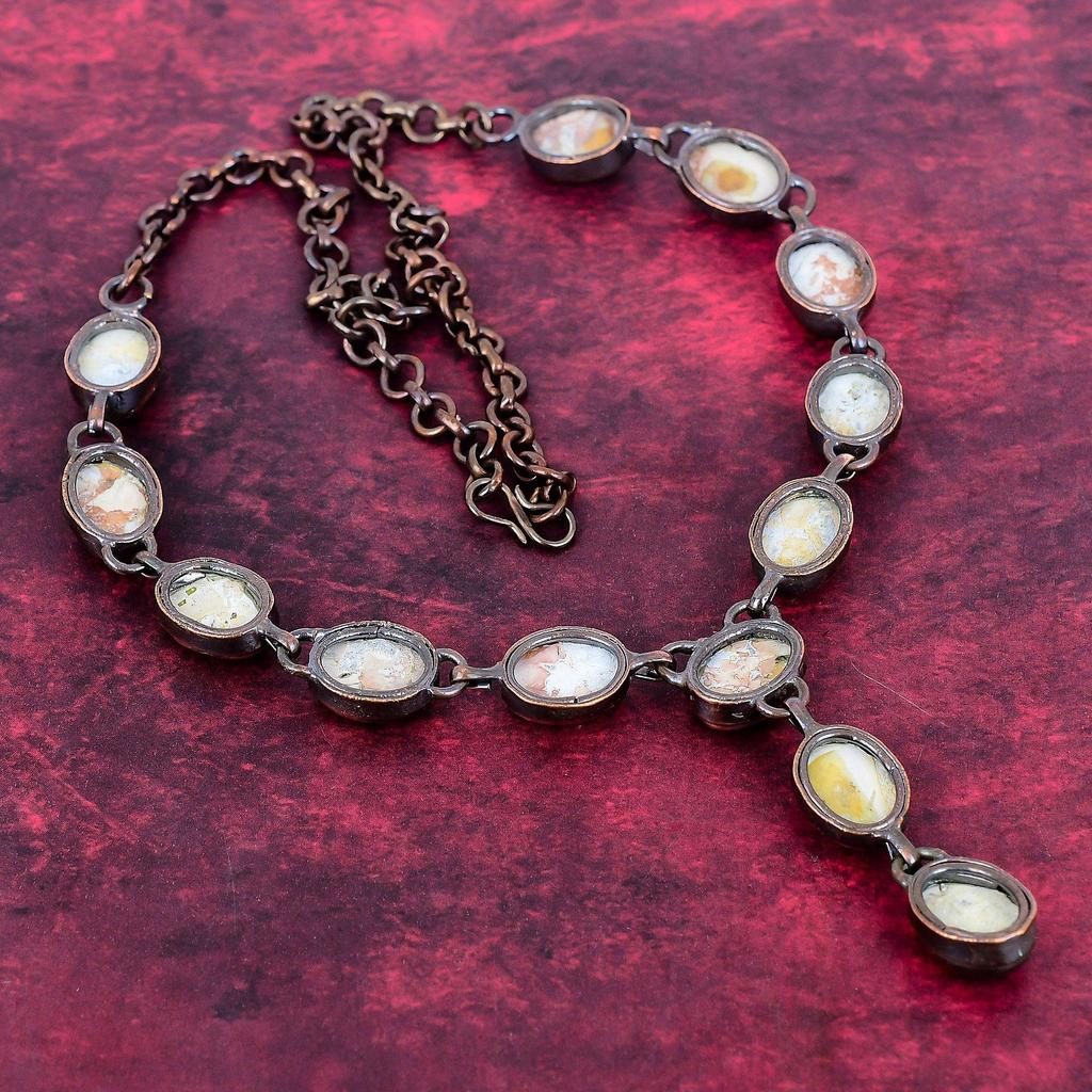 Maligano Jasper Necklace Adjustable Necklace Electroformed Copper Gemstone Jewelry