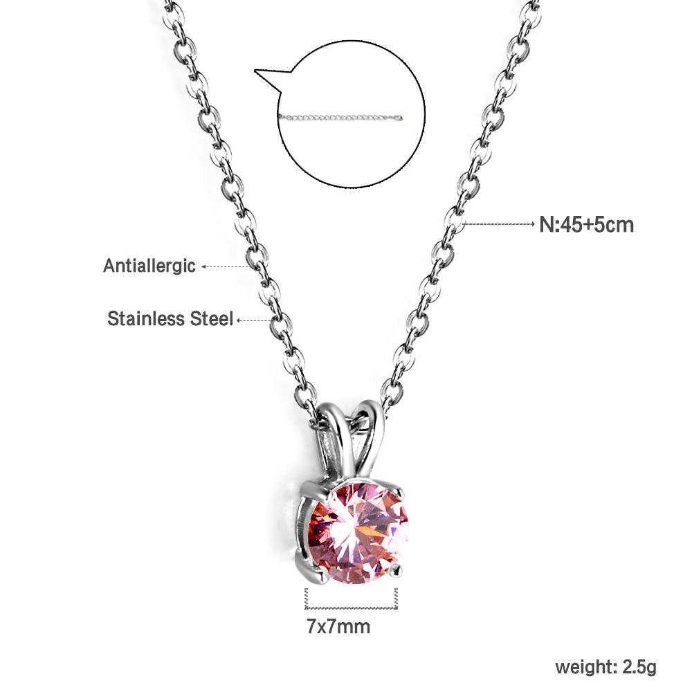 Simple Round White Diamond Pendant Necklace Elegant Versatile Collarbone Chain Jewelry For Women