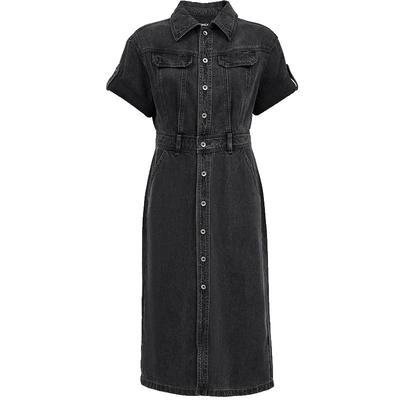 Women's Distressed Lapel Denim Shirt Dress