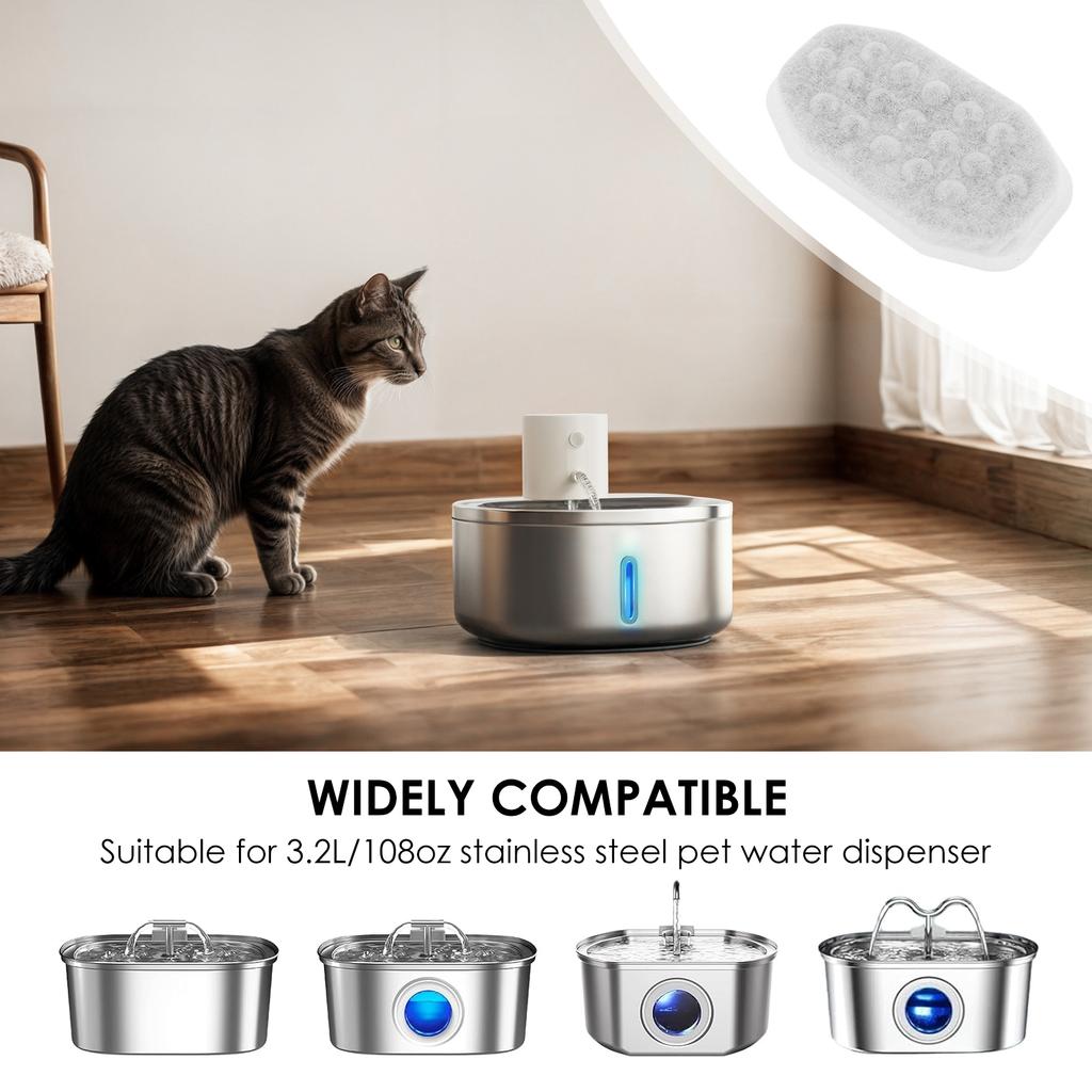 32Pcs Replacement Activated Carbon Filter Cat Dog Water Fountain Stainless Steel Dispenser Feeders Pet Dispenser Filtration