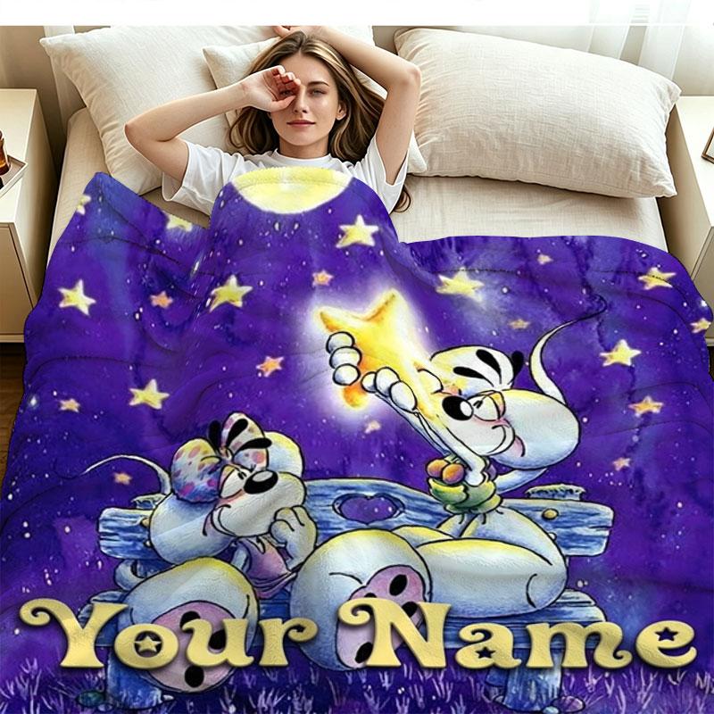 1PC Diddl Custom Name Patterned Flannel Blanket Suitable For All Seasons for Home Decor Warmth and Comfort Gifts Holiday Present