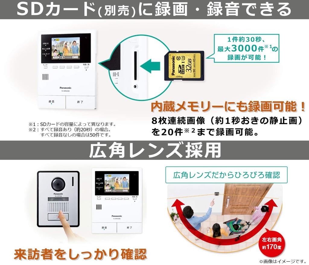 Panasonic Wireless Video Doorphone with LED and Safe Answering VL-SWZ300KF 300,000 Pixels, Light,