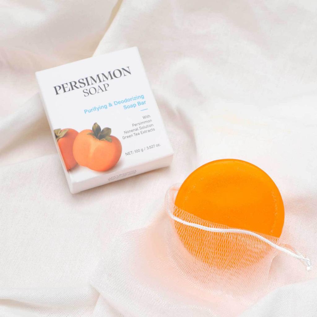 Natural Persimmon Soap – Purifying & Deodorizing Bar for Daily Cleansing, Suitable for All Skin Types, 100g less