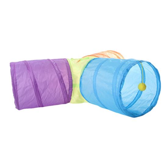 Folding Cat Tunnel with High Elastic Steel Wire Frame Y-Shaped Tee Design 4-color Combination Cat Tunnel
