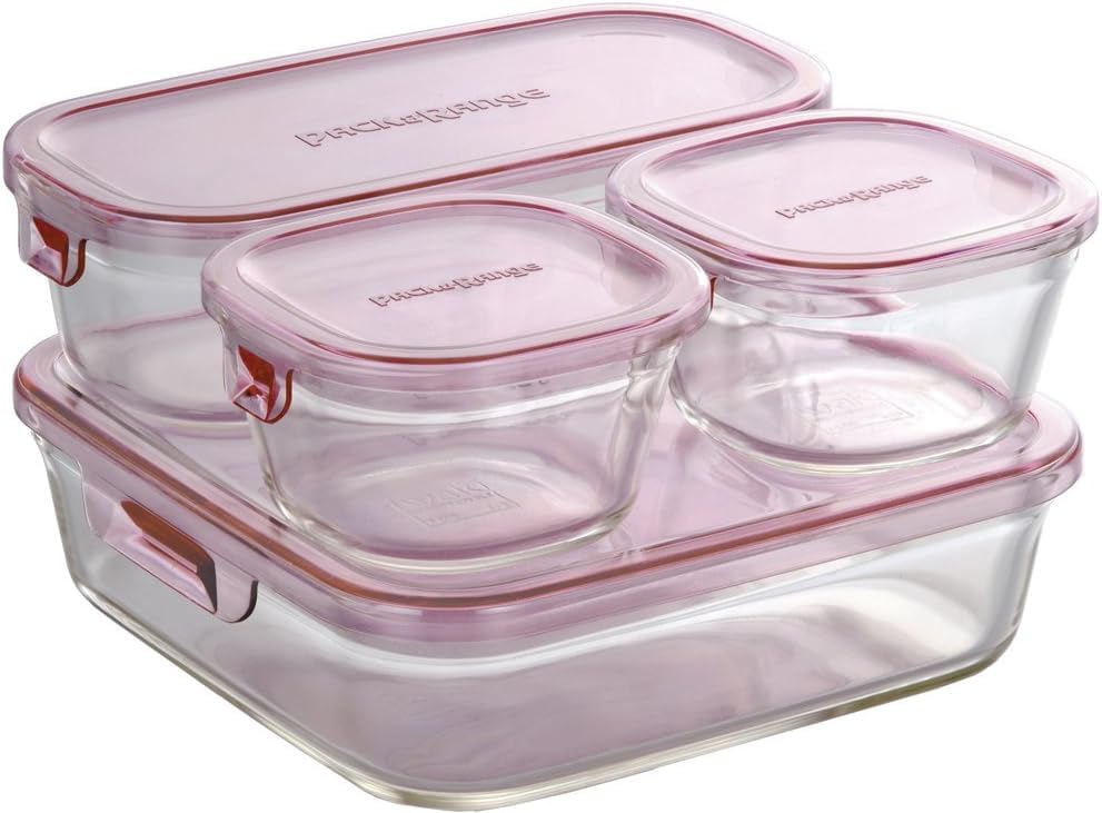 

glass storage set of Pack Heat-resistant container, pink, 4, & Range, PS-PRN-4P2
