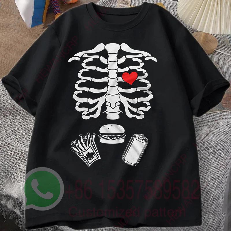 Skeleton Tshirt Ribcage Bones Summer Tracksuit Mens Round Neck Pullover Shortsleeved Tops Casual Sportswear Trendy Streetwear