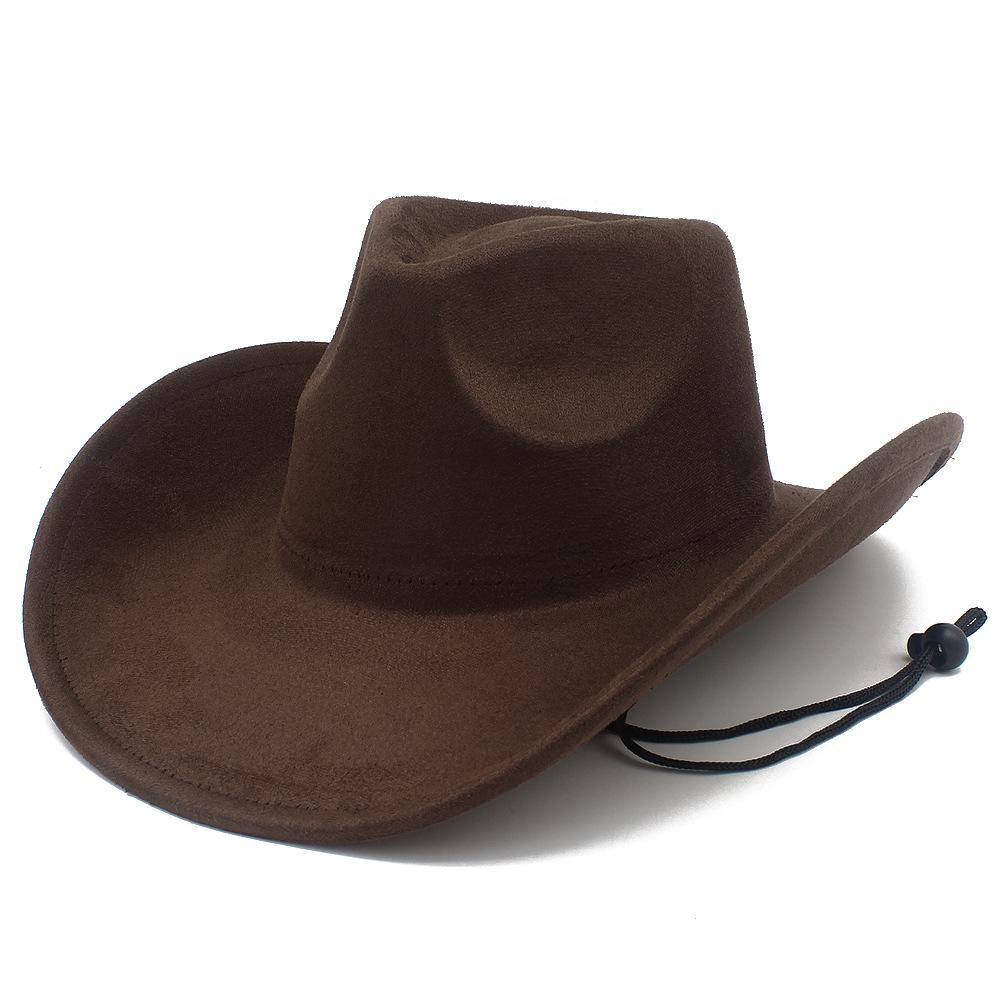 Retro British Style Western Cowboy Hat Fashionable Warped Edge with Windbreak Rope Tibetan Top Hat Men's and Women's Outdoor Mountaineering Hat