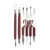 Red Six-Piece Wooden Pottery Clay Carving and Trimming Tool Set