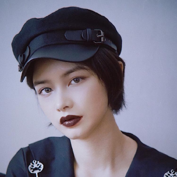 Japanese Leather Buckle Beret Octagonal Hat Warm Artist Hat All-match for Women
