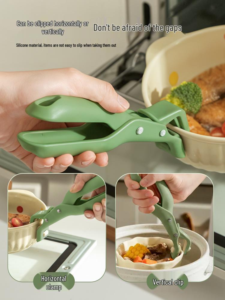 Silicone Anti-Scald Non-Slip Bowl Grip - Heat Insulation Multifunctional Kitchen Clip for Steaming, Plates, and Pots.
