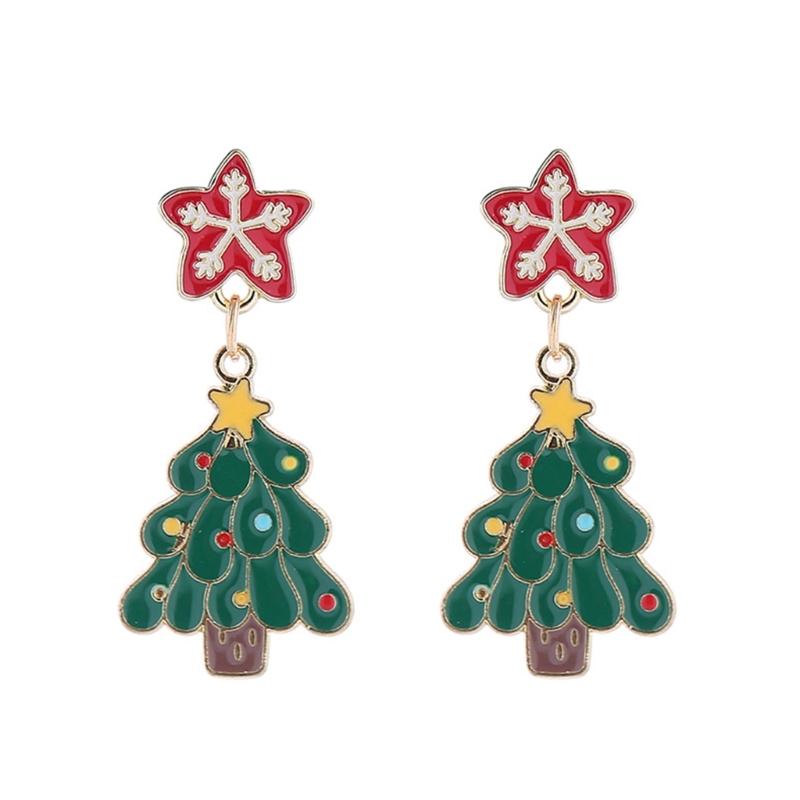 Dangle Holiday Earrings Christmas Santa Reindeer Earrings for Women Bell Snowflake Asymmetric Stud Earrings Party Decor