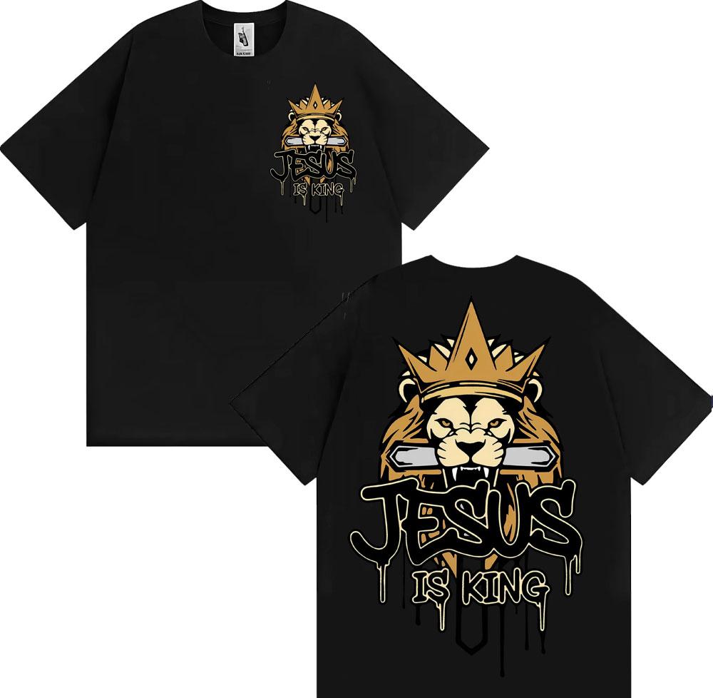 Jesus Is King Christian Graphic Tshirt Unisex Women Clothing Fashion Summer Cotton Casual T Shirts Short Sleeve T Shirt Streetwear