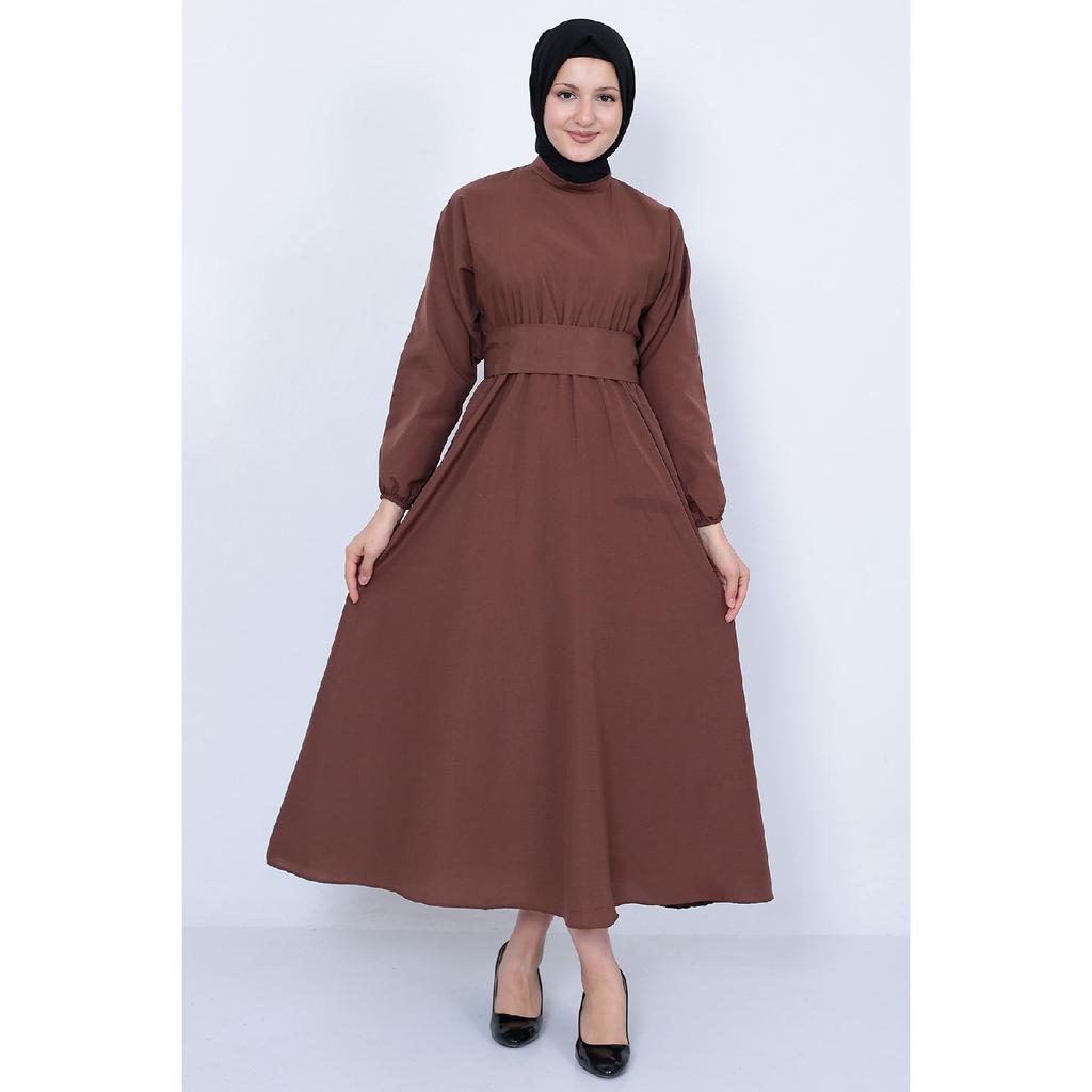 Rochie Neagra Hijab De Sezon Cu Talie Si Curea Elastica