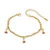 Cherry Epoxy Titanium Steel Bracelet for Women - Sweet Dopamine-Inspired Design