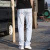 Jeans Elasticizzati Rilassati a Gamba Dritta da Uomo Trendy Color Chiaro a Vita Media Pantaloni Denim Casual da Uomo