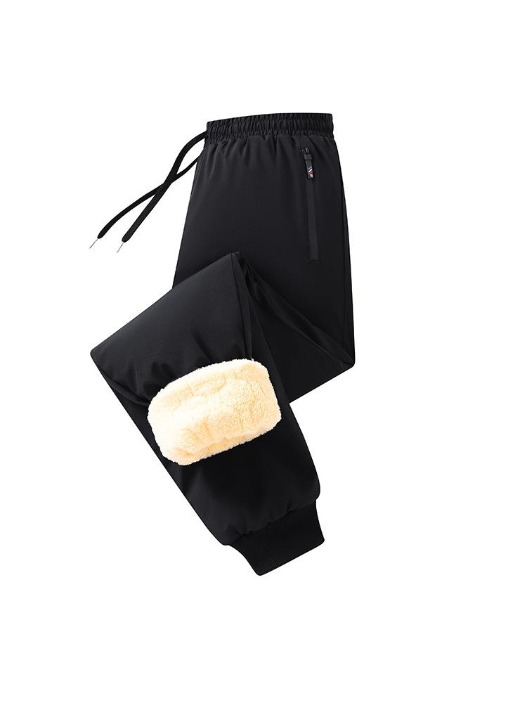 Thickened lamb wool sweatpants men's winter windproof velvet casual pants thermal cotton pants