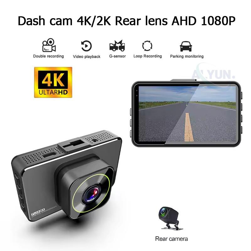 HD 2K 4K 3Inch IPS Dash Cam Car DVR G-sensor Front Rear Wide Angle Night Vision Black Box Vehicle Accessories Video Recorder