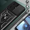 For TECNO Spark 10 Pro PC+TPU Anti-Scratch Phone Case Slide Lens Protection Kickstand Cover