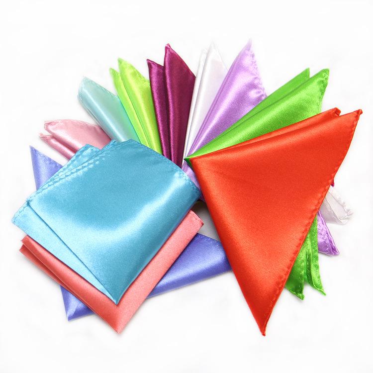 Solid Color Glossy Faux Silk Pocket Square with Printed Edging