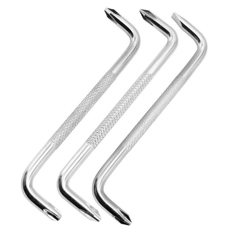 Magnetic Z-Shaped Dual-Ended Right-Angle Screwdriver: Slotted & Phillips