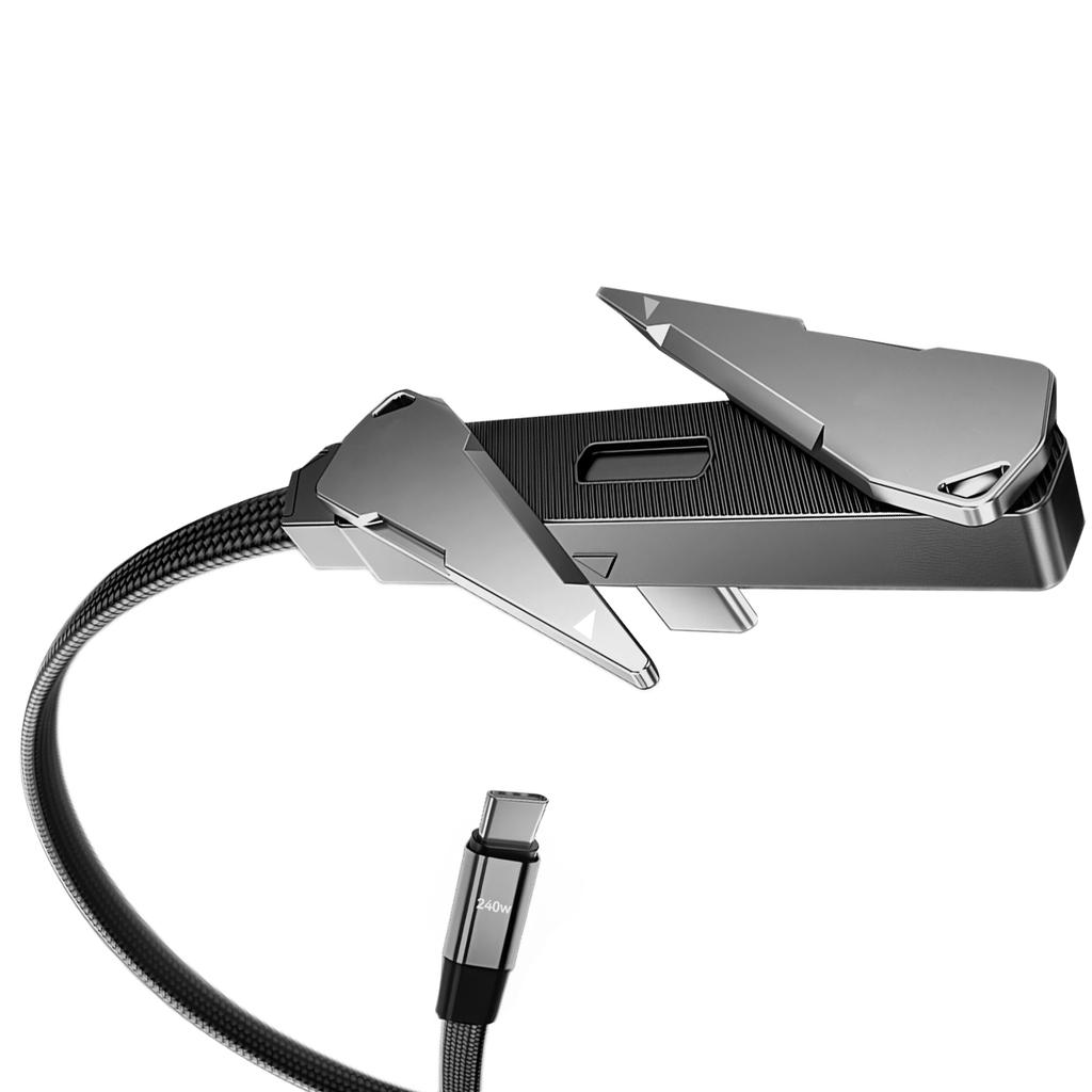 PD USB C To USB C Fast Charging Cable with Foldable Desktop Holder For iPhone 17/16, Samsung, Android Devices