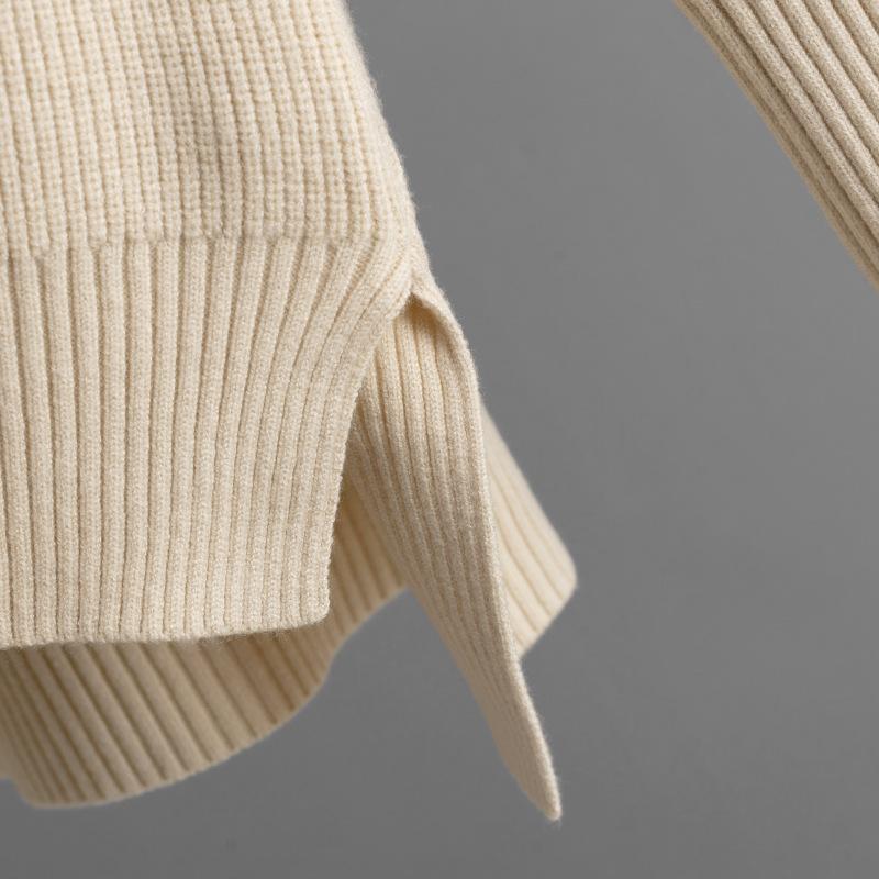 HNXC Winter Thick Sweater Set for Women, Loose Knitted Long-sleeved Round-neck Fashionable Wide-leg Pants Two-piece Set for Women