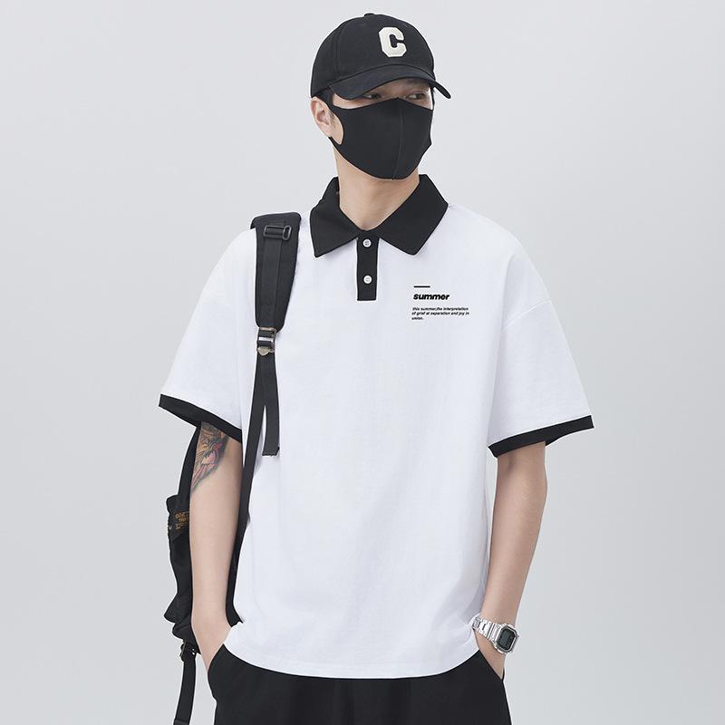 New Summer Men's Loose Polo Shirt Top Versatile Collar Clothes