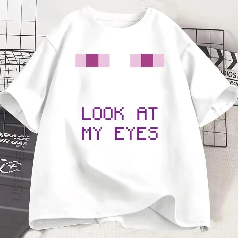 Enderman Eyes Game T-shirts Funny Design Women Short Sleeves T Shirt Casual Round Neck Loose Graphic Tees Harajuku Clothes