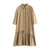 Women's Lyocell Tencel Polo Neck Shirt Midi Dress