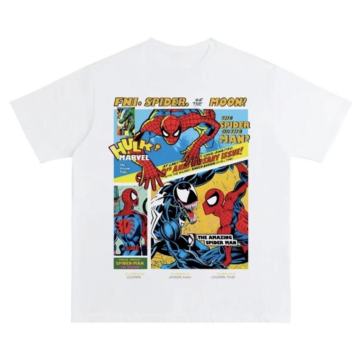 

Genuine American New Series Spider-Man Printed Men s And Women s Same T-Shirt Short Sleeve TopJacket 4XL