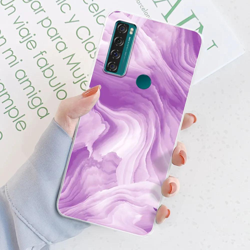 Für TCL 20 SE Hülle 6,82 Zoll Cover Für TCL 20 SE Blume Transparentes Silikon Weiche Handyhülle Hülle Stoßfänger Für TCL 20 SE Fundas
