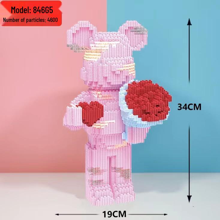 Girls' Compatible Lego: Violent Bear Building Block Series - Educational Micro-Block Interlocking Toys & Gifts