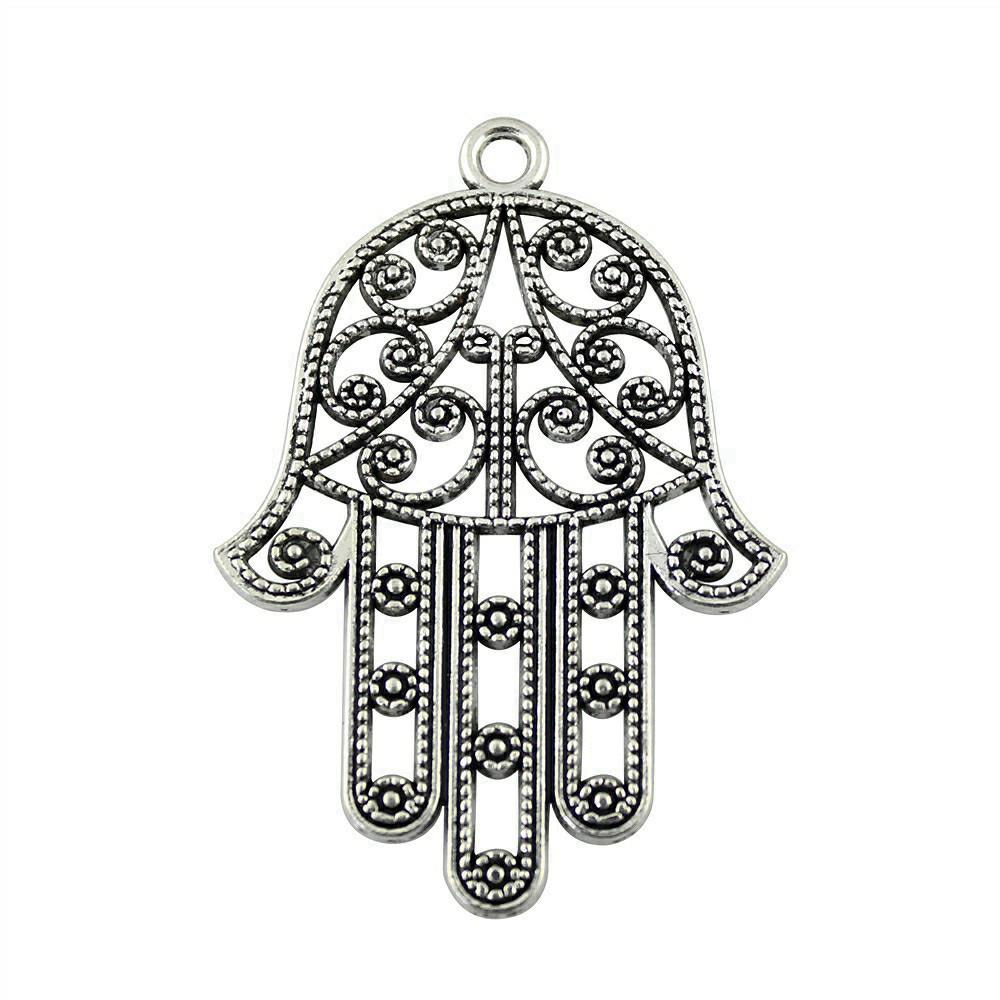 Alloy Hamsa Hand Charms Amulet Pendants For Good Luck Jewelry Making