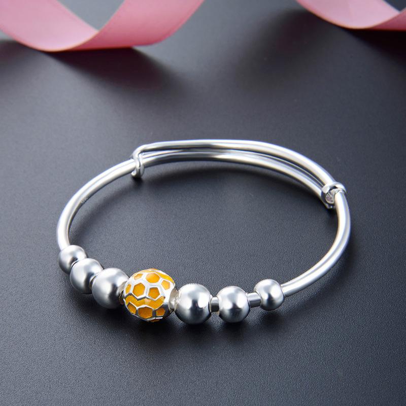 S999 Foot Silver Ball Bracelet for Women, Simple and Unique, Versatile, Retro Style Silver Bracelet, Personalized Silver Bracelet Accessories
