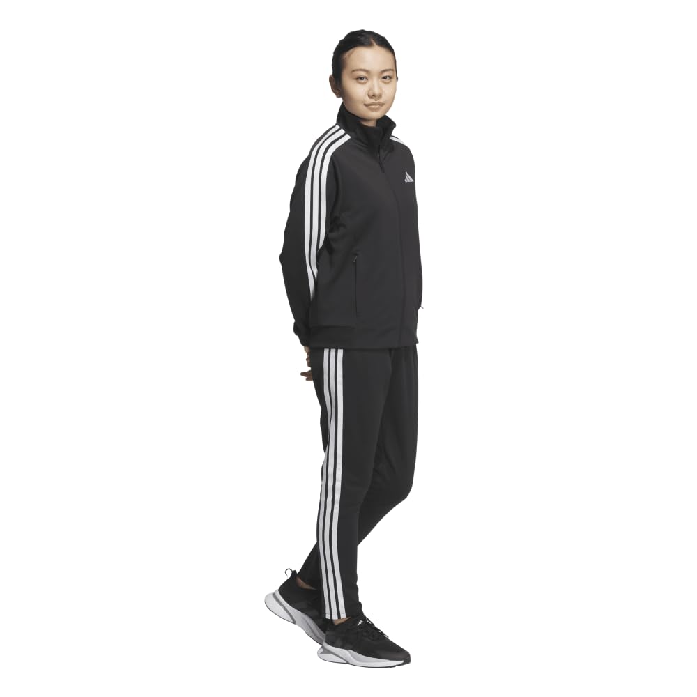 Adidas JVP36 Regular Fit Double Knit Track Size Women's 3-Stripes Pants, Black/White (JW9789), J/2XL