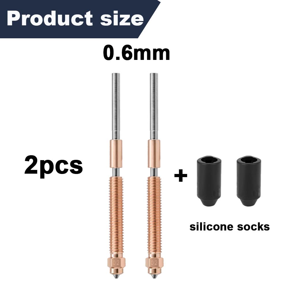 For Creality Hi/K2/K2 Pro/K2 Plus High-Flow Nozzles,Quick Change (0.2/0.4/0.6/0.8mm) High-Flow Steel-Tip Copper Nozzles&Titanium