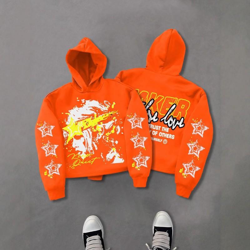 Unisex Übergroßer Kapuzenpullover Mit Abstraktem Grafikdruck Streetwear Lockere Passform Langarm Pullover