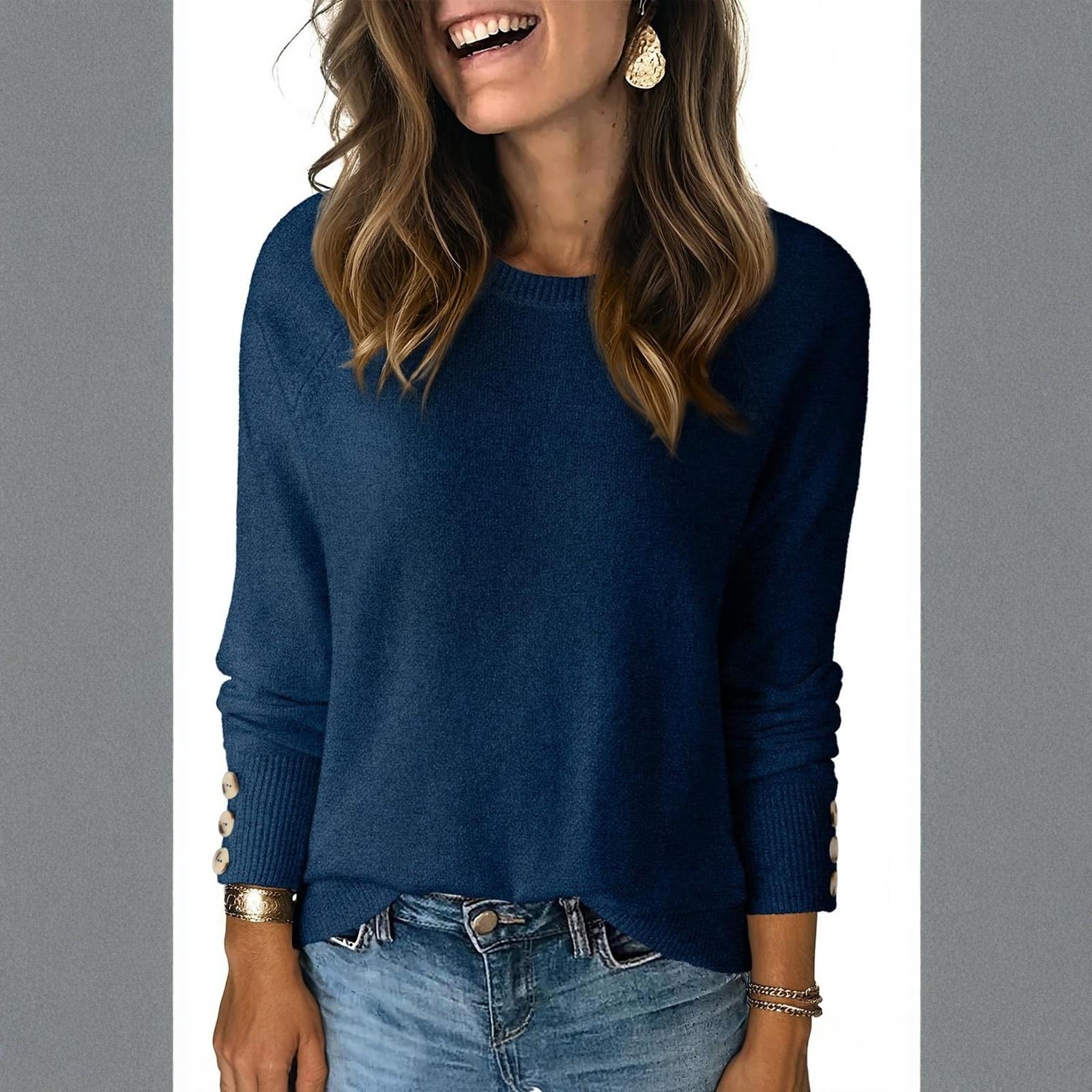 

Женская повседневная модная рубашка с длинным рукавом, с круглым вырезом, однотонные топы S