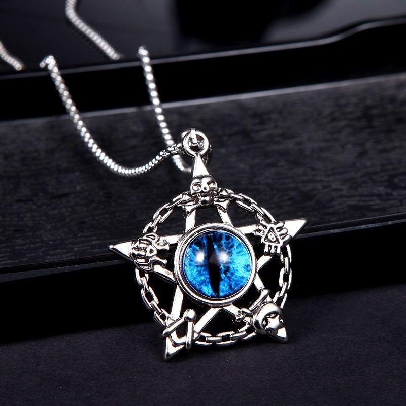 New Necklace Boys Trendy Versatile Five-pointed Star Pendant Jewelry Devil's Eye Domineering Accessories Hip-hop Street Dance