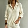 Womens Oversized Knit Sweater With Polo Collar Solid Color Long Sleeve Fall Winter 2026
