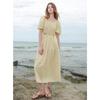 Women's Summer Square Neck Beaded Vacation A-Line Maxi Dress
