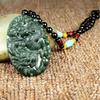 Přívěsek na náhrdelník z přírodního hetianského jadeitu s drakem, zelený qingový jadeit, vyřezávaný totem zvířete, amulet, čínský styl, jadeitová destička pro muže i ženy