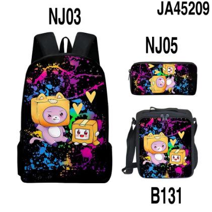 New Roblox Student School Bag Roblox Digital Printing Backpack Three-piece Set Lunch Bag Pencil Case