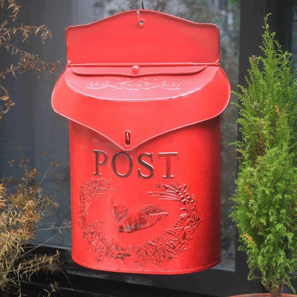 Vintage Wall Mounted Post Box Metal Mailbox for Indoor Ourdoor